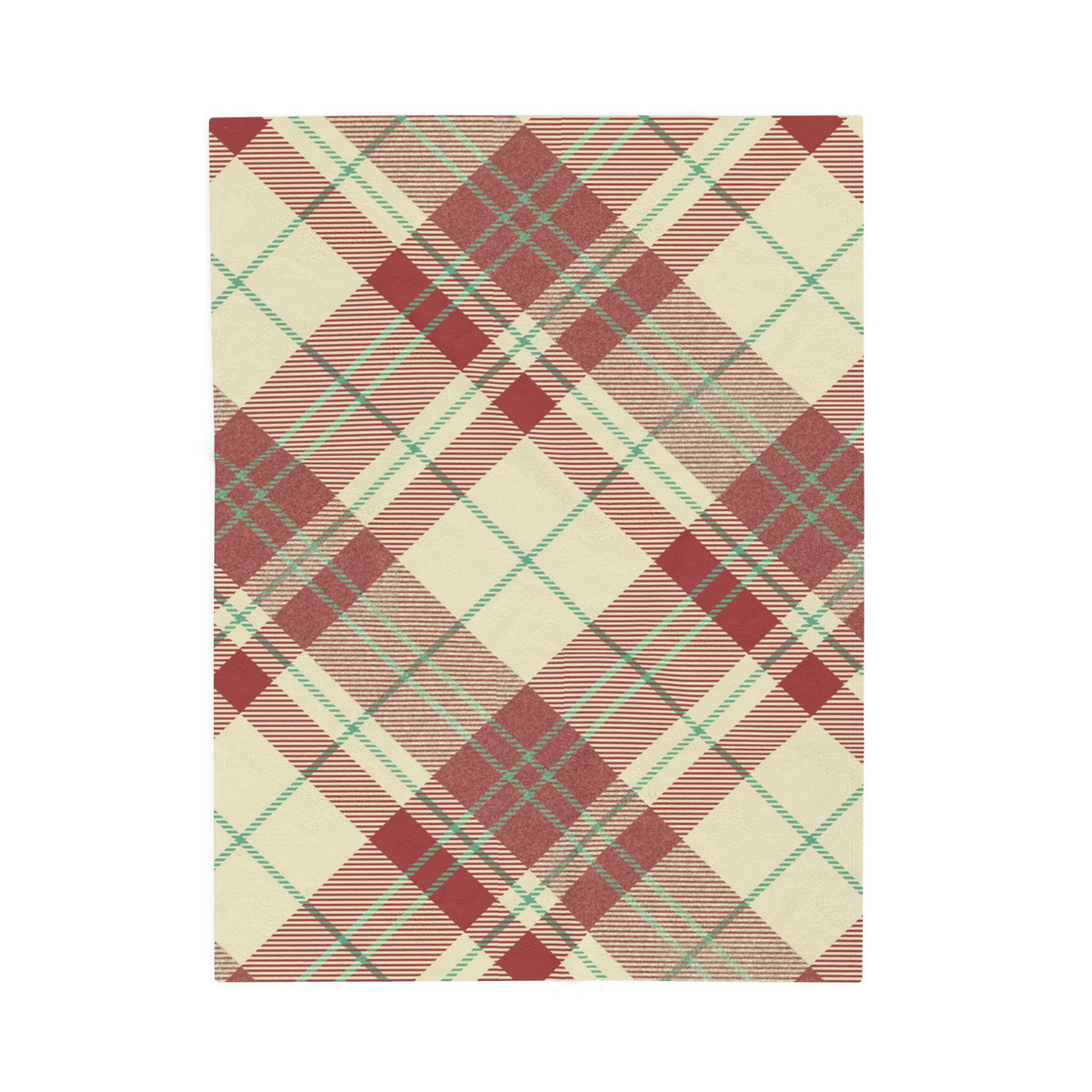Red Green Plaid Velveteen Blanket | Cozy Tartan Throw