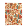 Autumn Forest Trees Velveteen Plush Blanket | Fall Leaves Woodland Throw