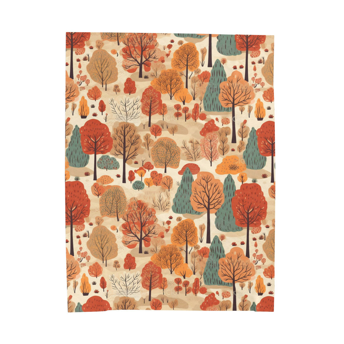 Autumn Forest Trees Velveteen Plush Blanket | Fall Leaves Woodland Throw