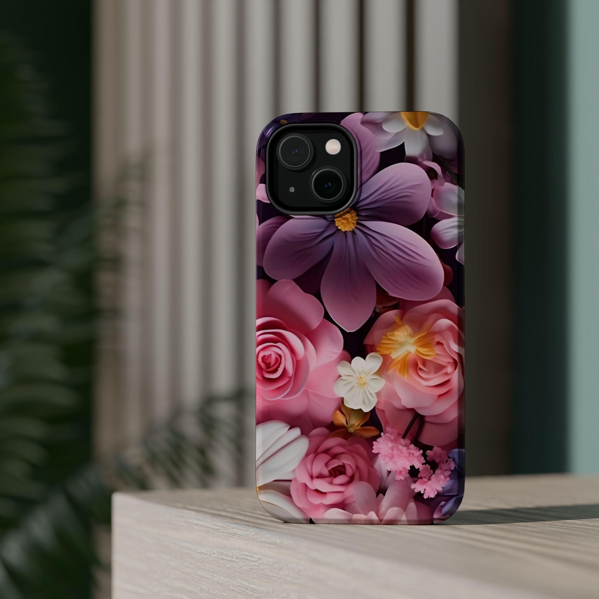 Pink Floral Phone Case | iPhone Magnetic Impact-Resistant Case