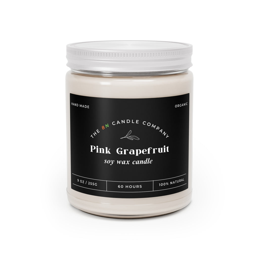 Pink Grapefruit Soy Candle 9oz | Scented Candle with White Lid