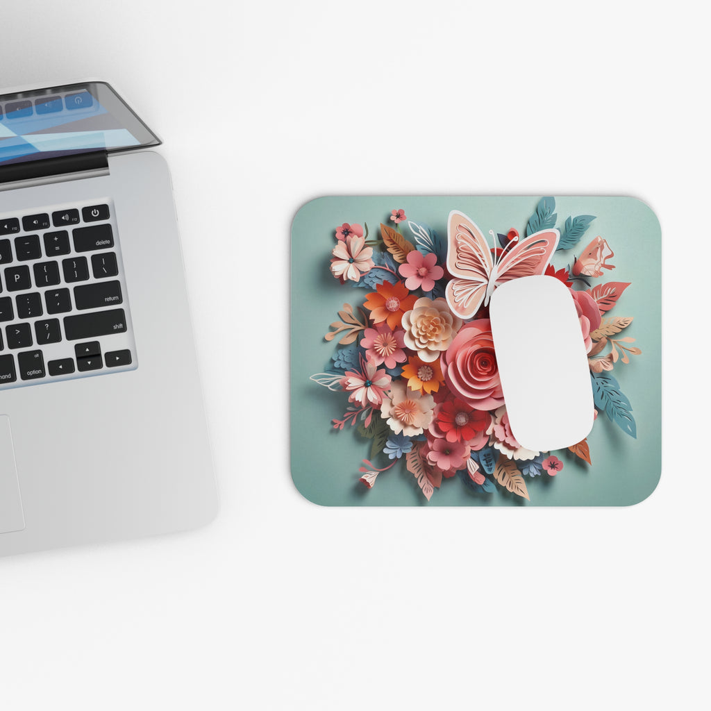 Paper Floral Bouquet Butterfly mouse pad | Floral Desk Accessory