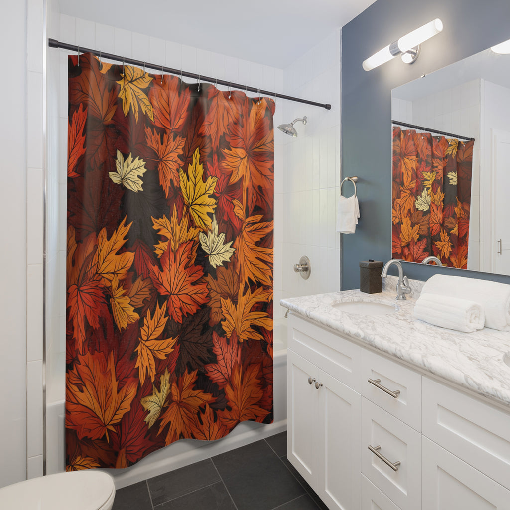 Autumn Maple Leaves Shower Curtain | Fall Leaf Bathroom Decor