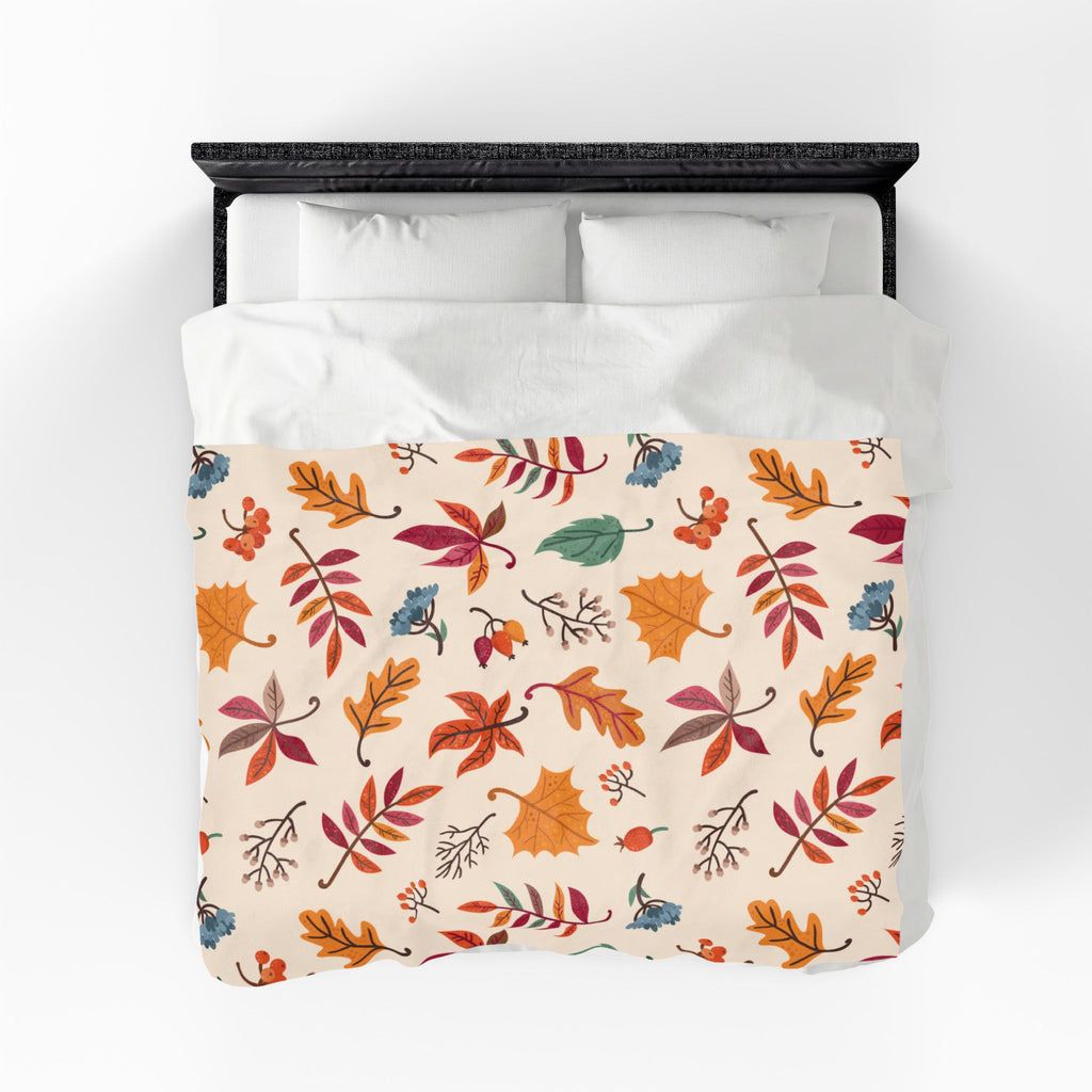 Autumn Leaves Pattern Velveteen Plush Blanket | Fall Leaves Throw