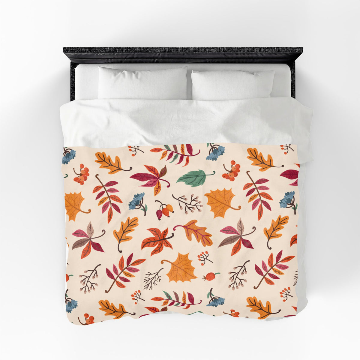 Autumn Leaves Pattern Velveteen Plush Blanket | Fall Leaves Throw