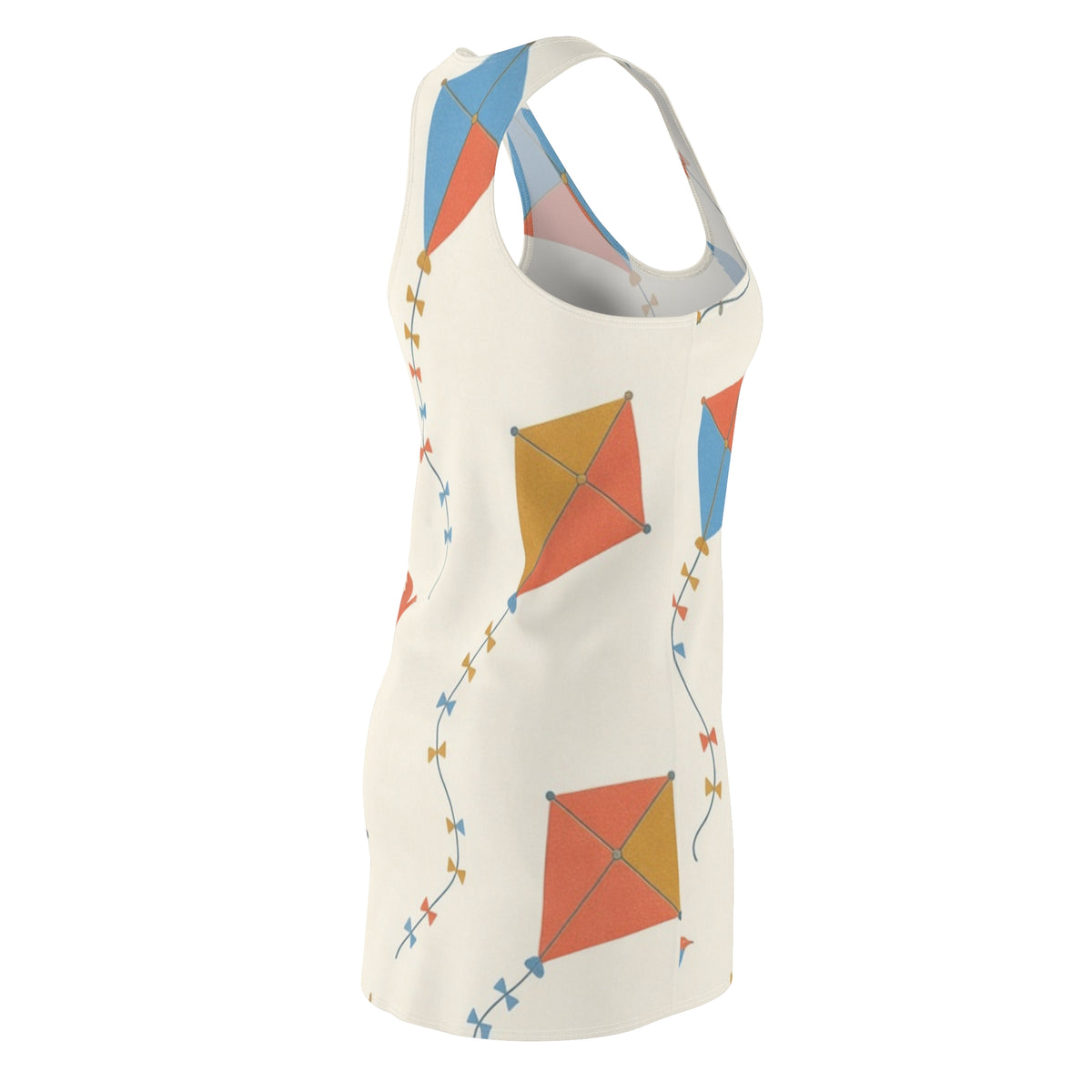 Kite Flight Pattern Dress | Colorful Kites and Birds Racerback Dress