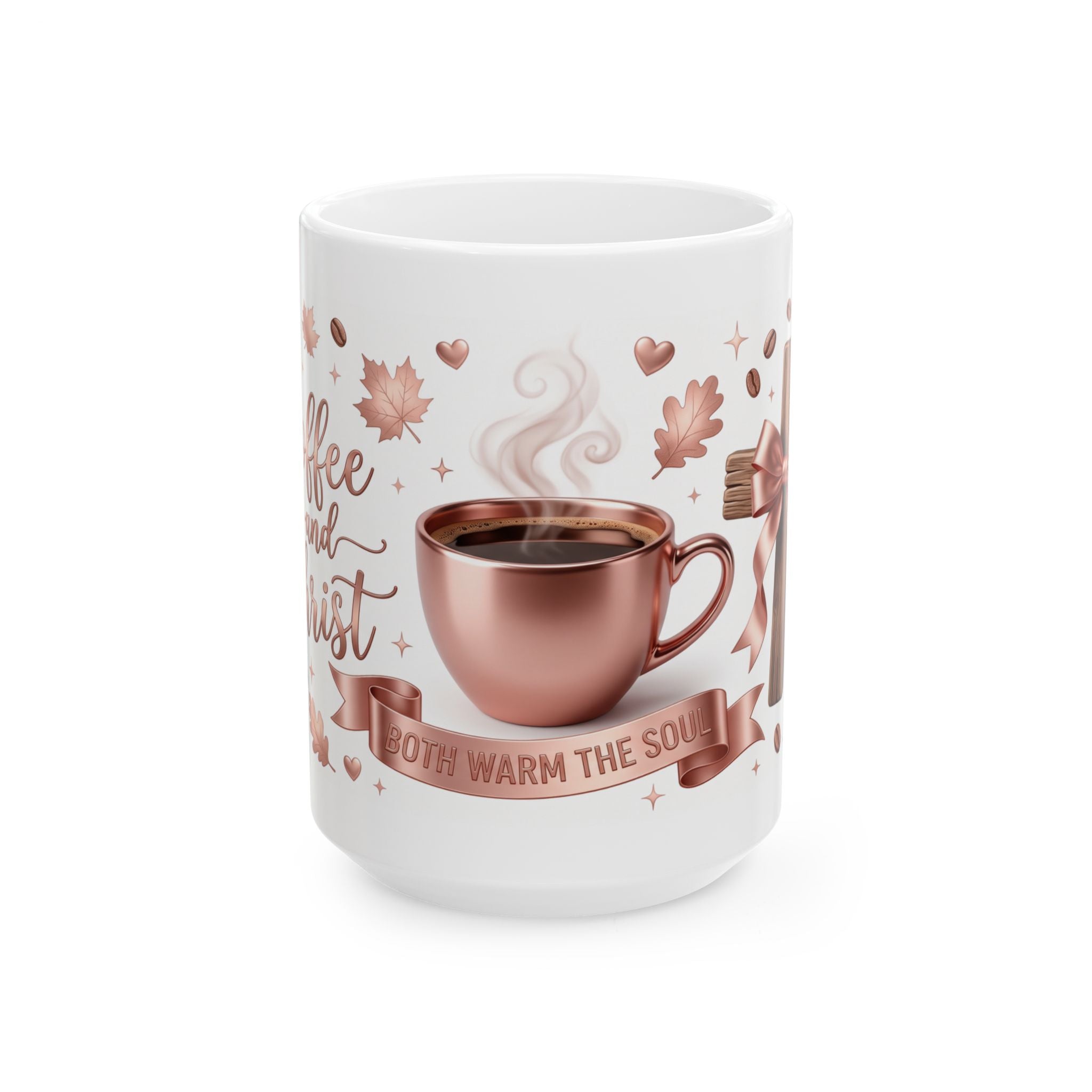 Rose Gold Coffee Cup mug | Autumn leaves, warm the soul ceramic mug
