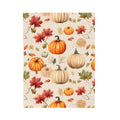 Autumn Pumpkins and Maple Leaves Velveteen Plush Blanket | Fall Harvest Throw