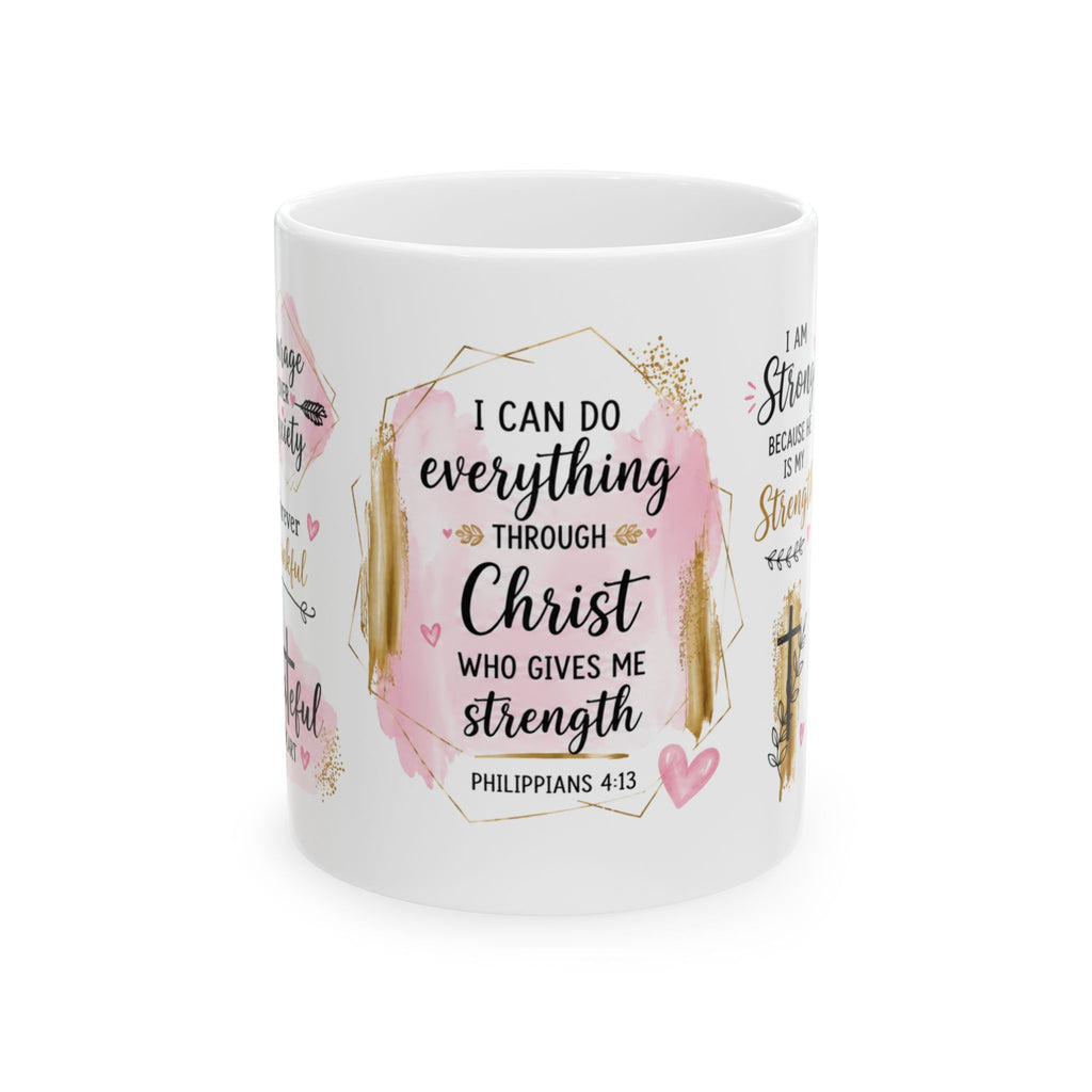 Philippians 4:13 Scripture Floral Coffee Mug | Christian Quote Mug