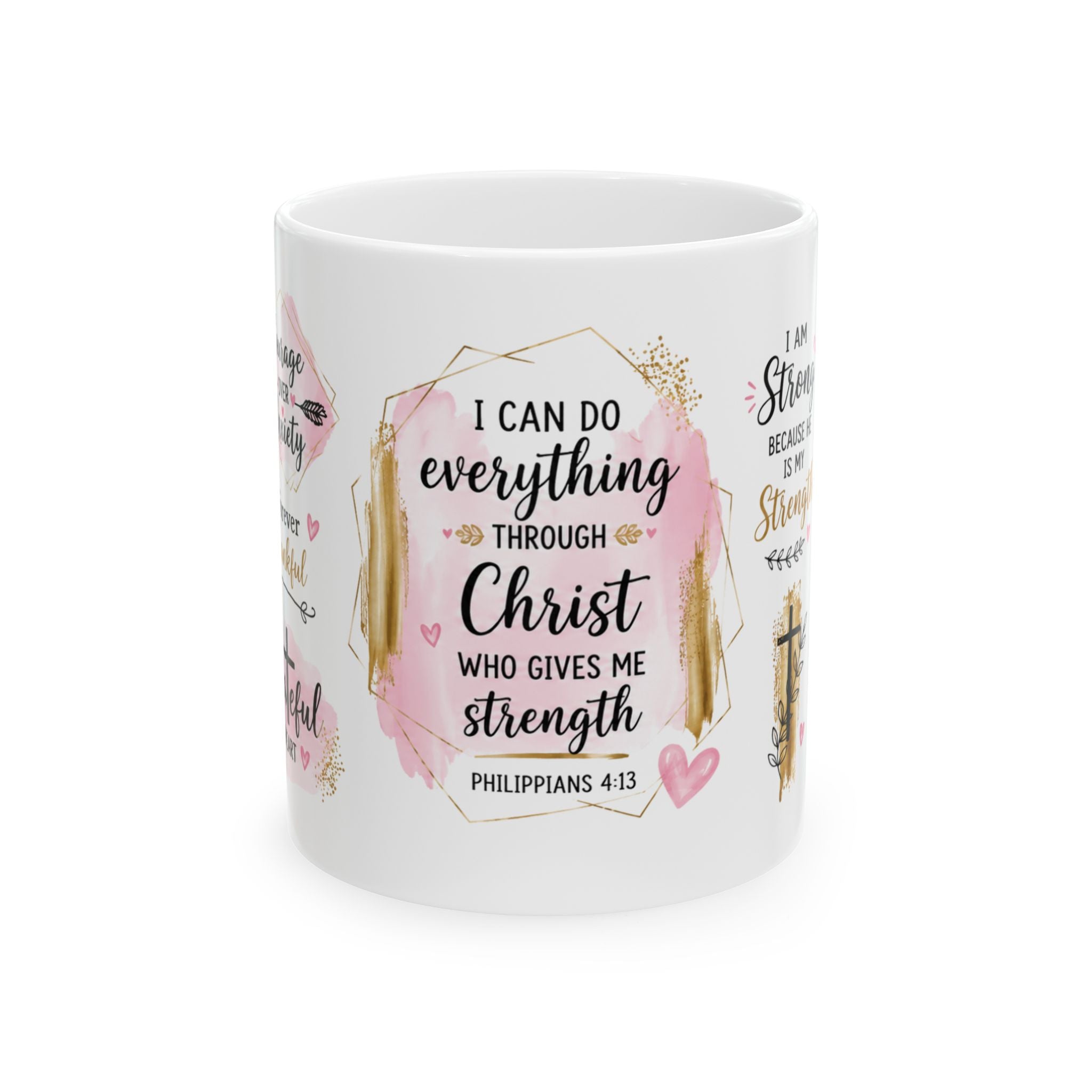 Philippians 4:13 Scripture Floral Coffee Mug | Christian Quote Mug