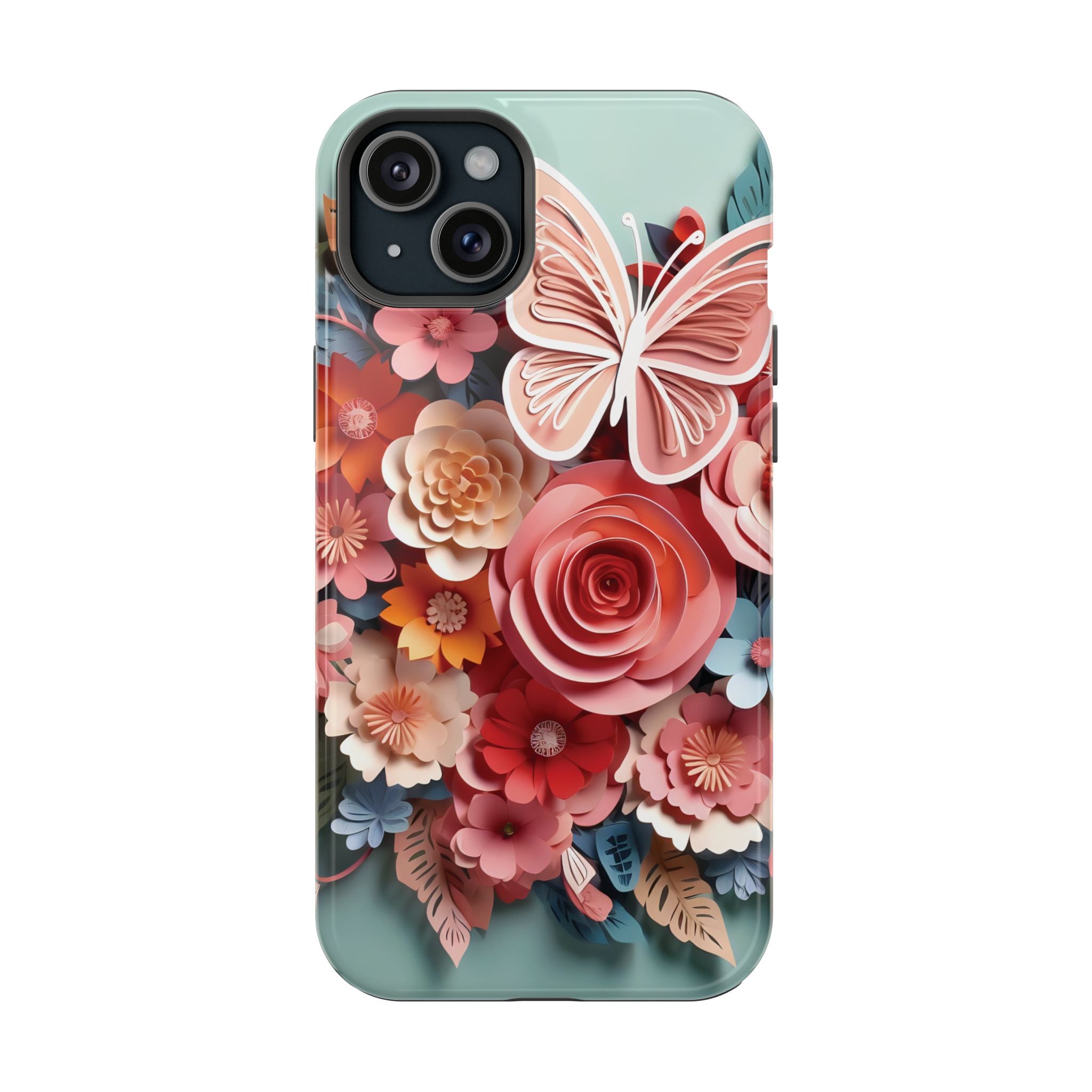 3D Paper Flowers and Butterfly Phone Case | Magnetic Impact-Resistant Case