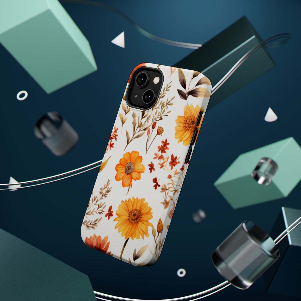 Yellow Floral Pattern Phone Case | Magnetic Impact-Resistant Case