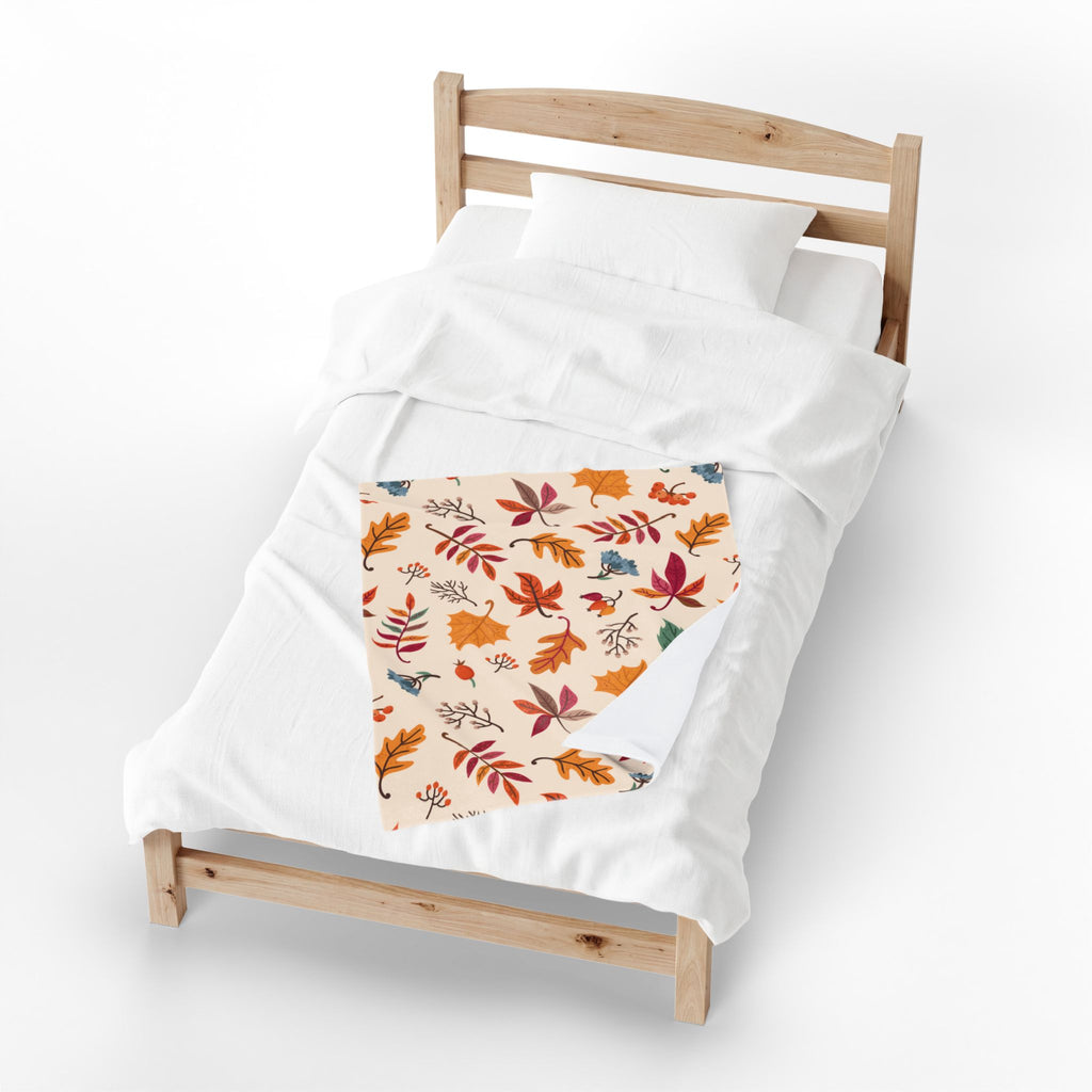 Autumn Leaves Pattern Velveteen Plush Blanket | Fall Leaves Throw