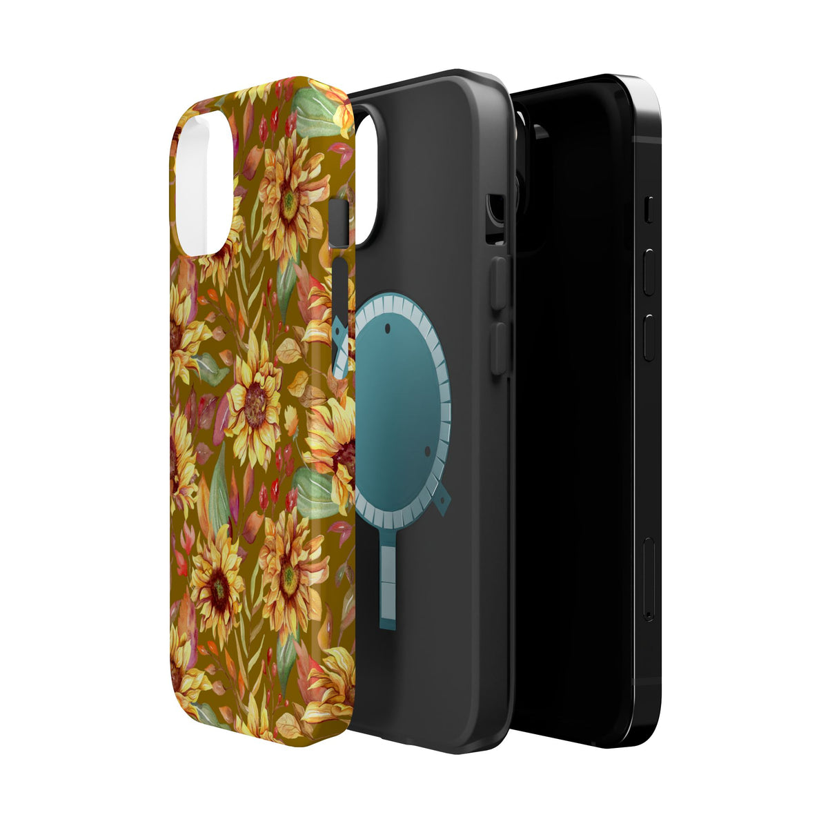 Vintage Sunflower Pattern Phone Case | Magnetic Impact-Resistant Case