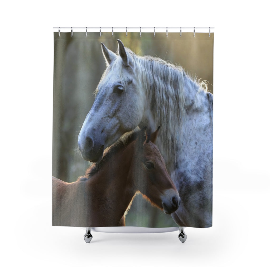 Grey Mare and Foal Shower Curtain | Horse Photography, Rustic Barn Décor