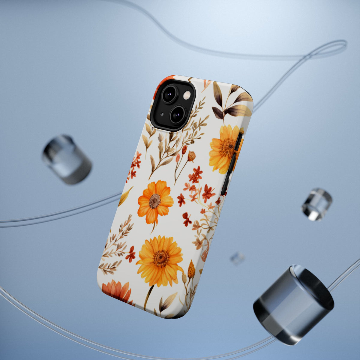 Yellow Floral Pattern Phone Case | Magnetic Impact-Resistant Case