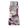 Purple Flower Floral Racerback Dress | Pink White 3D Bloom Print