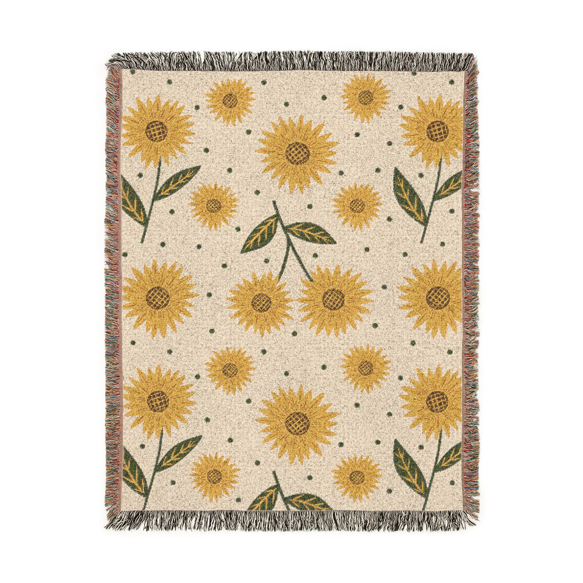 Yellow Sunflower Pattern Woven Blanket | Floral Throw, Cozy Home Decor