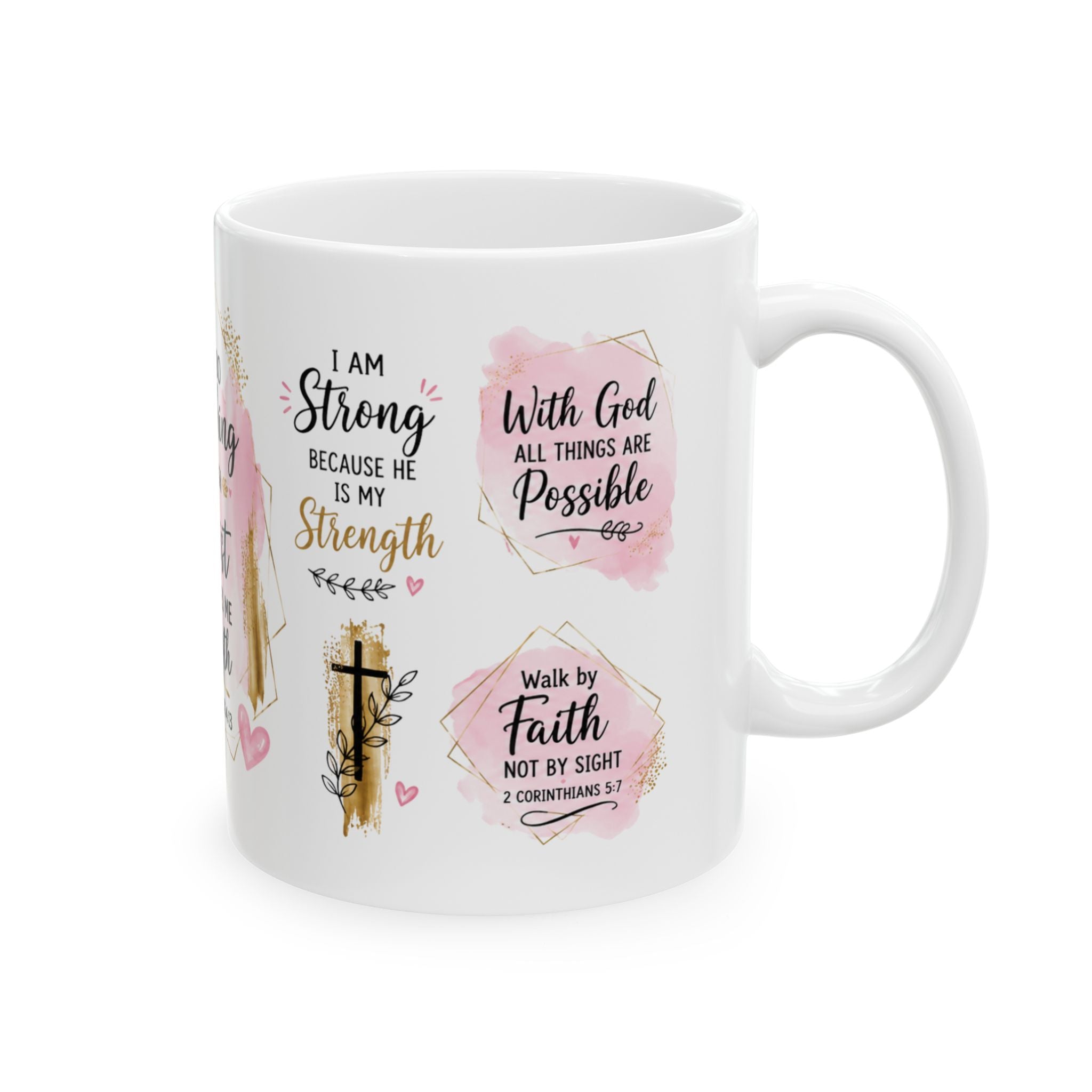 Philippians 4:13 Scripture Floral Coffee Mug | Christian Quote Mug