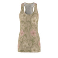 Vintage Floral Vine Racerback Dress | Beige Pink Flower Pattern