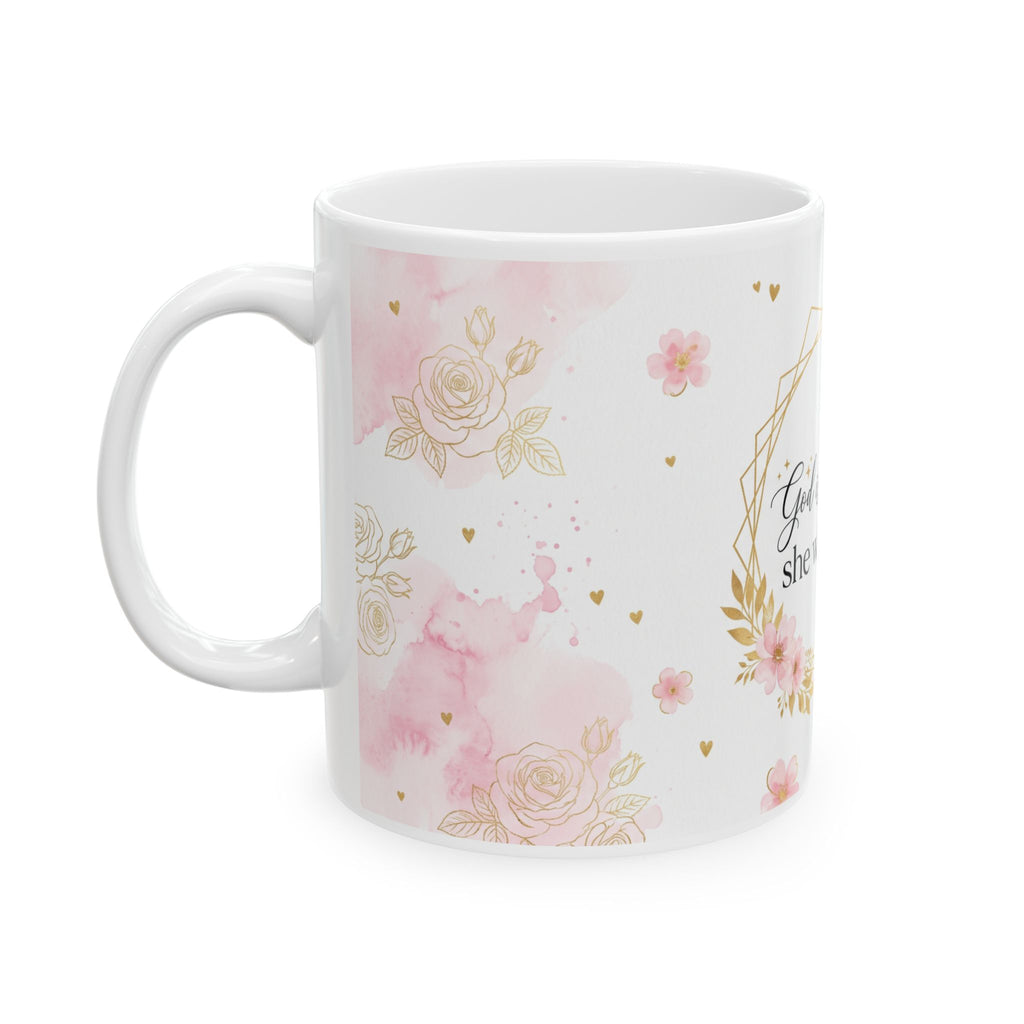 God Is Within Her Floral Scripture Mug | Inspirational Ceramic Mug