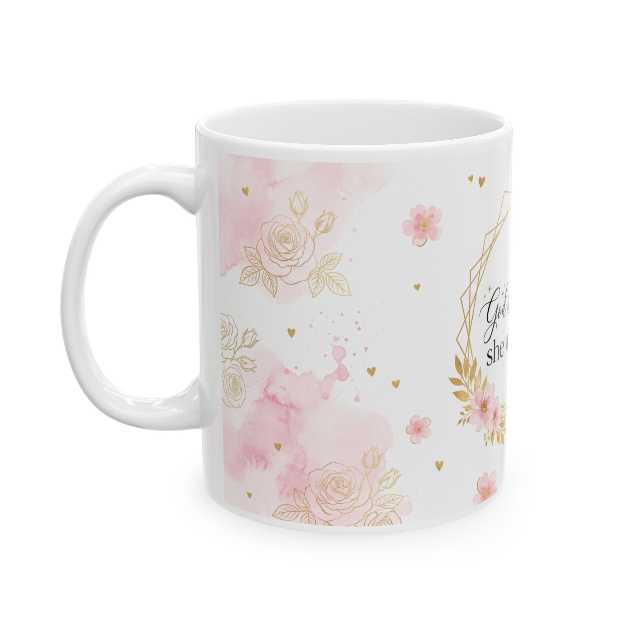 God Is Within Her Floral Scripture Mug | Inspirational Ceramic Mug