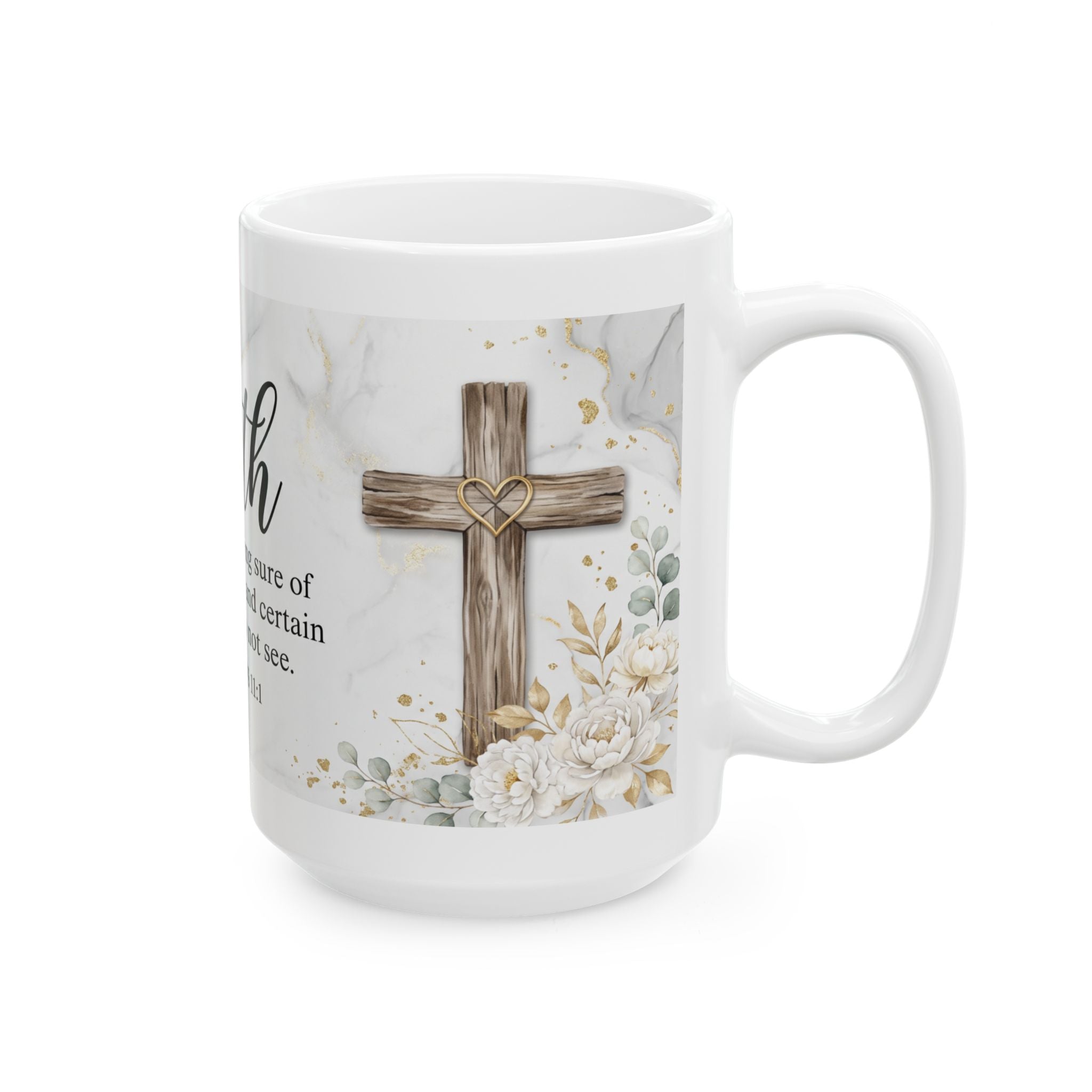 Faith Hebrews 11:1 Scripture Mug | Floral Marble Ceramic Mug