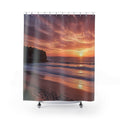 Sunset Beach Waves Shower Curtain | Coastal Ocean Sunset Bathroom Décor