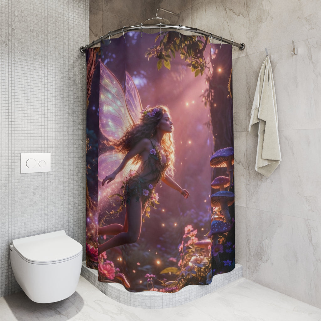 Enchanted Fairy Forest Shower Curtain | Magical Woodland Pixie Bathroom Decor