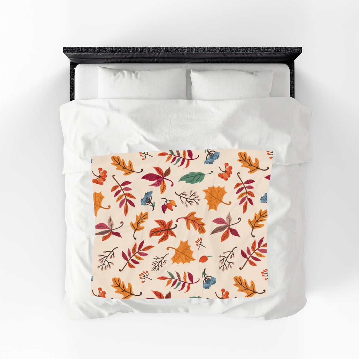 Autumn Leaves Pattern Velveteen Plush Blanket | Fall Leaves Throw