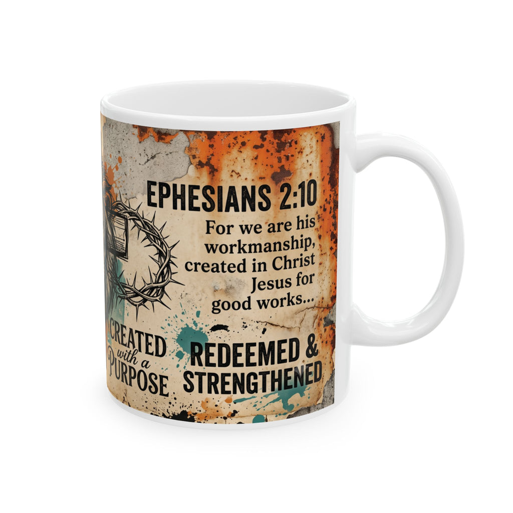 Lion and Cross Faith Illustration Mug | Created with Purpose Christian Scripture