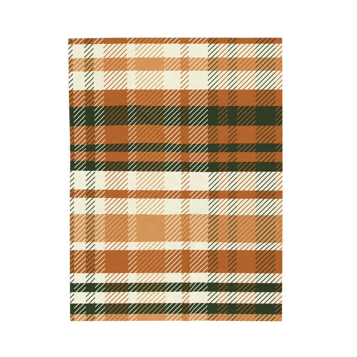 Autumn Plaid Velveteen Plush Blanket | Orange Green Buffalo Check