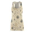 Vintage Treasure Map Racerback Dress | Nautical Compass Pattern
