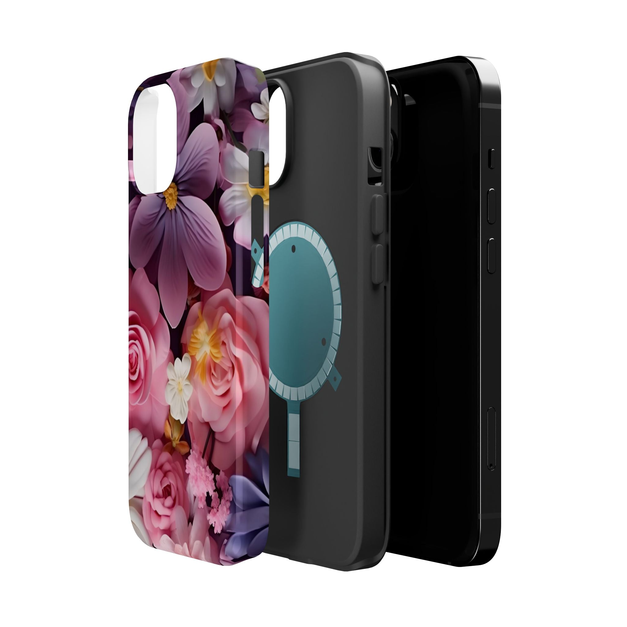 Pink Floral Phone Case | iPhone Magnetic Impact-Resistant Case
