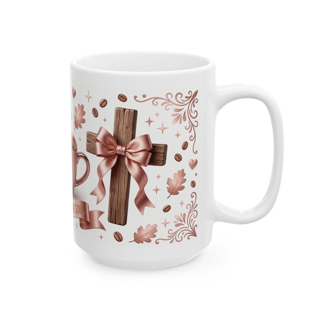 Coffee and Therapist Mug | Ceramic Coffee Cup, Rose Gold Autumn Design