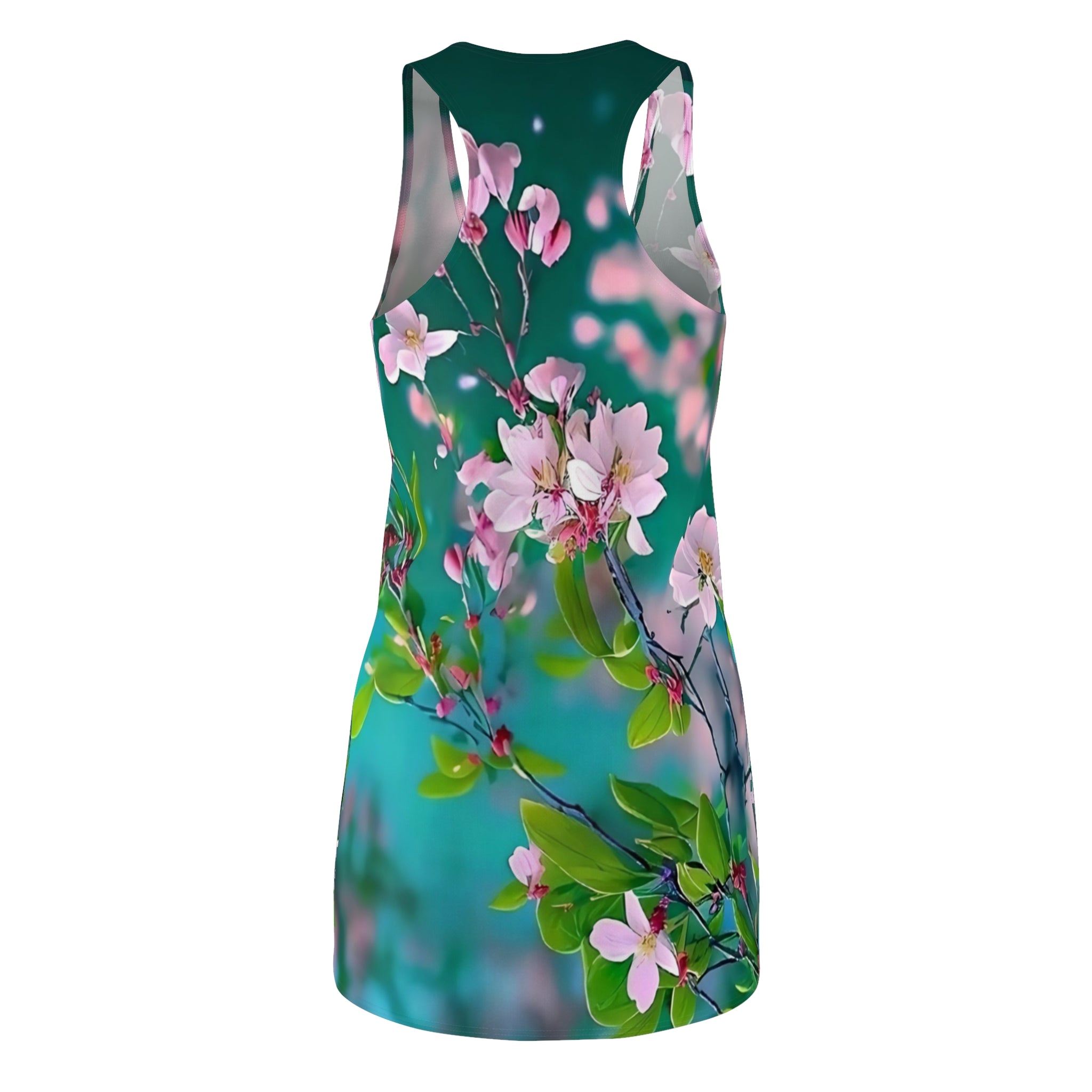 Cherry Blossom Floral Racerback Dress | All-Over Print Spring Flowers