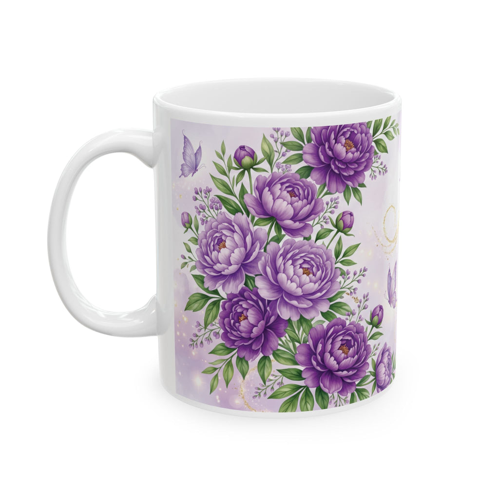 Faith Inspirational Quote Mug | Purple Floral Butterfly Ceramic Mug