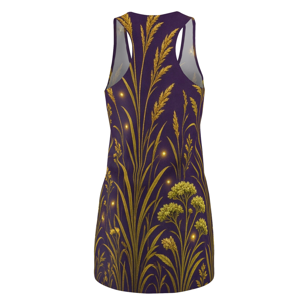 Golden Wildflowers Racerback Dress | Floral Night Meadow AOP