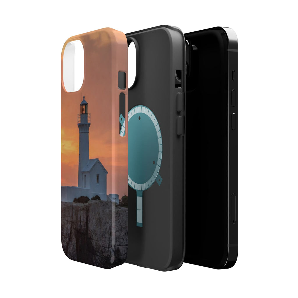 Lighthouse Cliff Sunset Phone Case | Magnetic Impact-Resistant Case