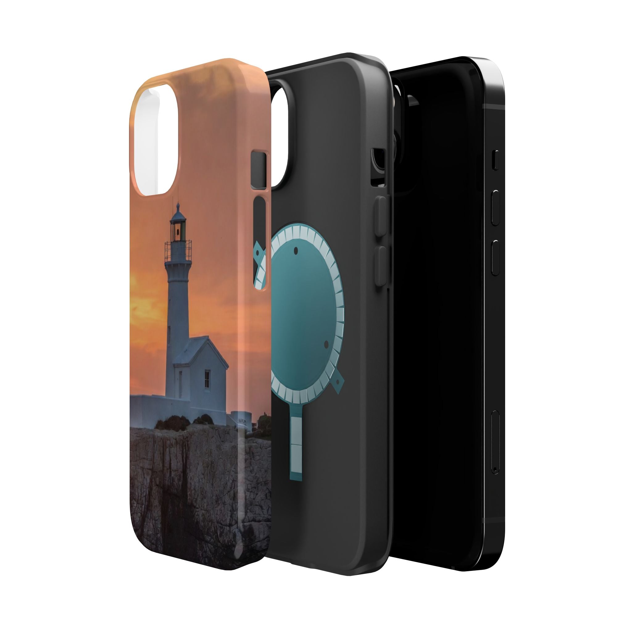 Lighthouse Cliff Sunset Phone Case | Magnetic Impact-Resistant Case