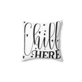 Chill Here pillow | Script typography, black hearts, decorative throw pillow