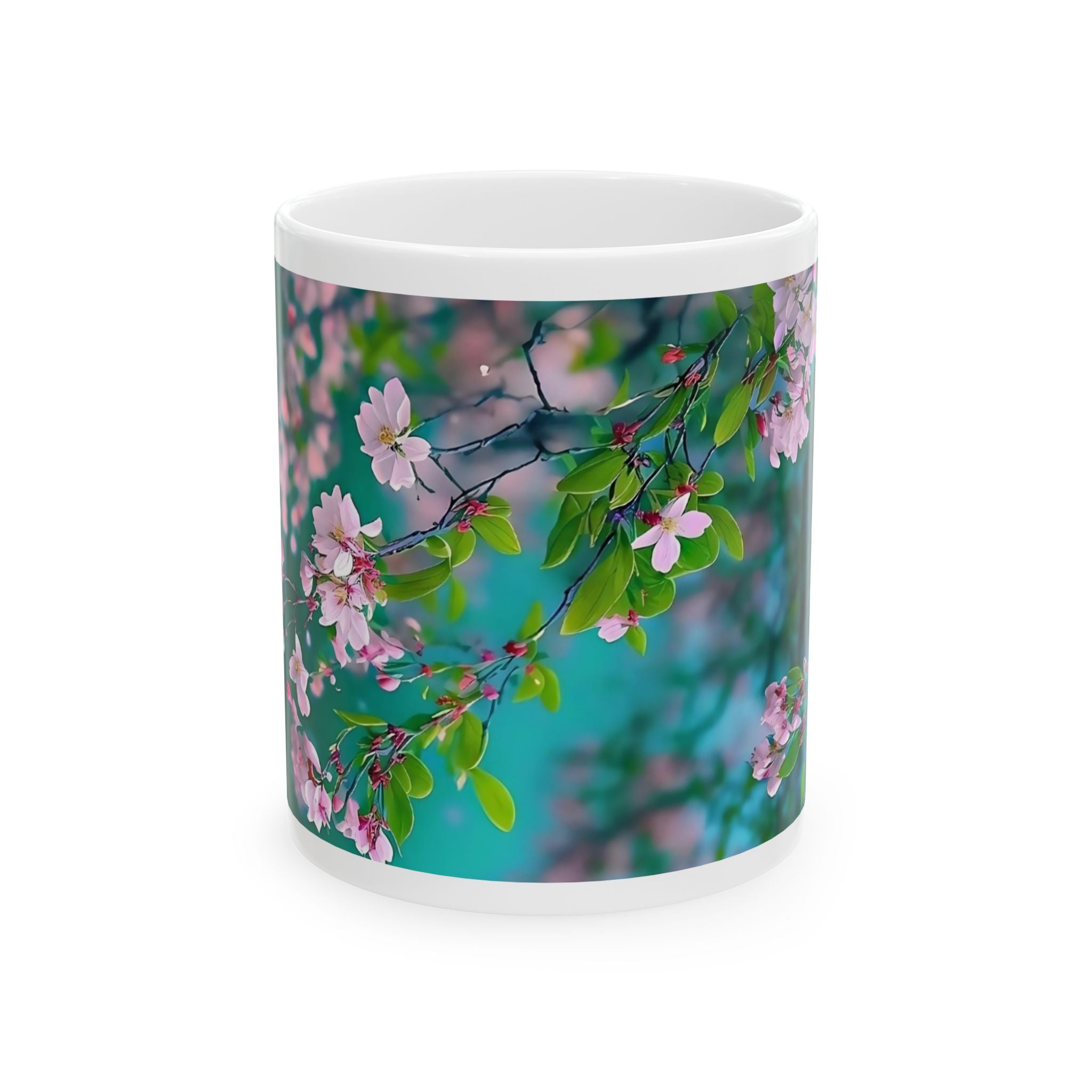 Blossom Branch Ceramic Mug — Pink Spring Flowers Coffee Cup (11oz & 15oz)
