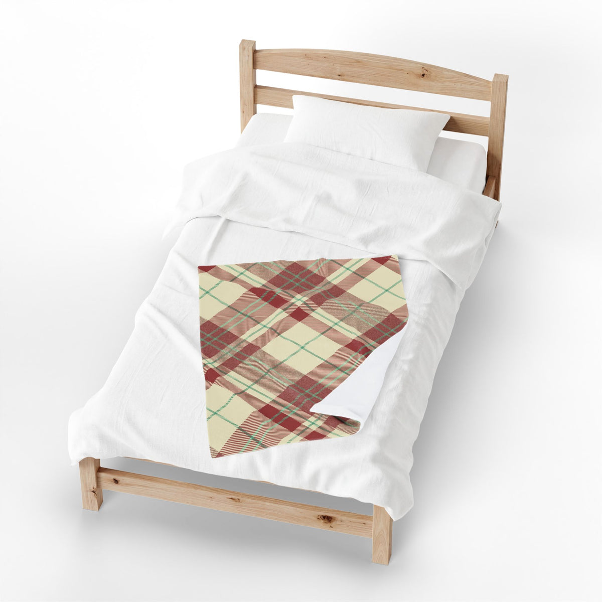 Red Green Plaid Velveteen Blanket | Cozy Tartan Throw