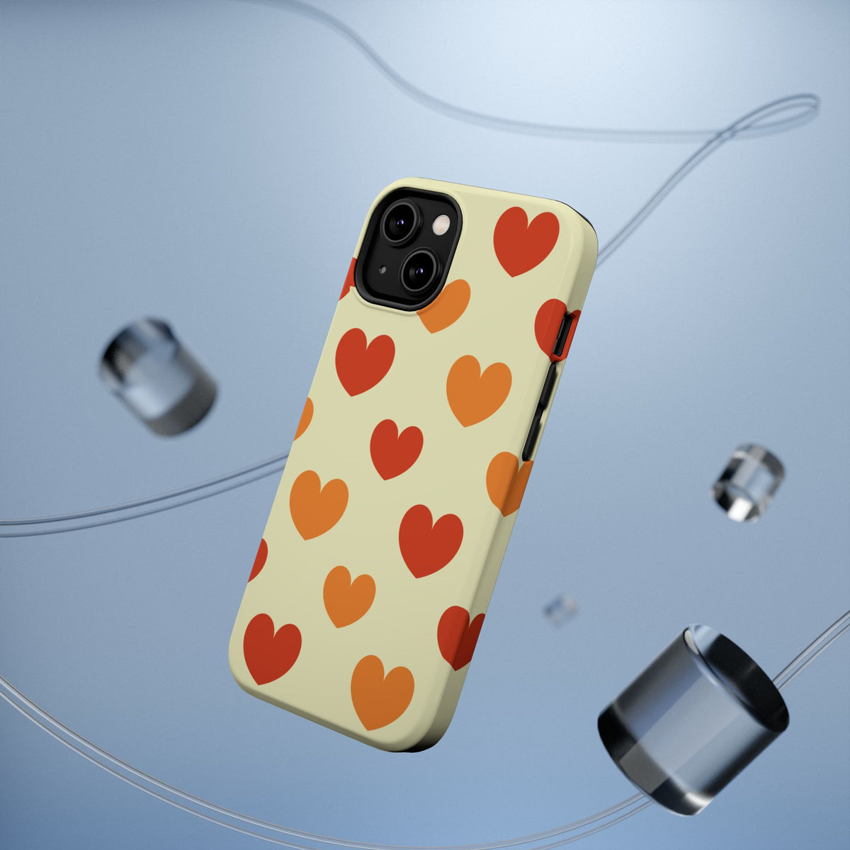 Retro Red Orange Hearts Phone Case | Magnetic Impact-Resistant Case