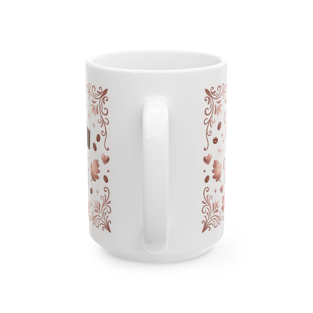 Coffee and Therapist Mug | Ceramic Coffee Cup, Rose Gold Autumn Design