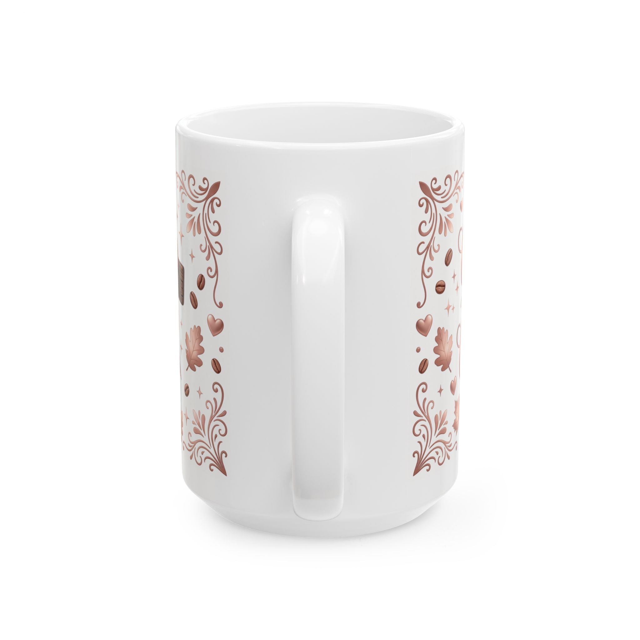 Coffee and Therapist Mug | Ceramic Coffee Cup, Rose Gold Autumn Design