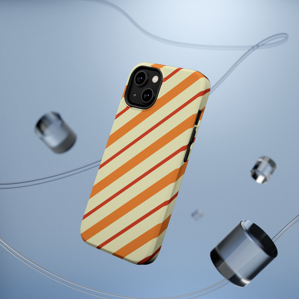 Retro Orange Diagonal Stripes Phone Case | Magnetic Impact-Resistant Case