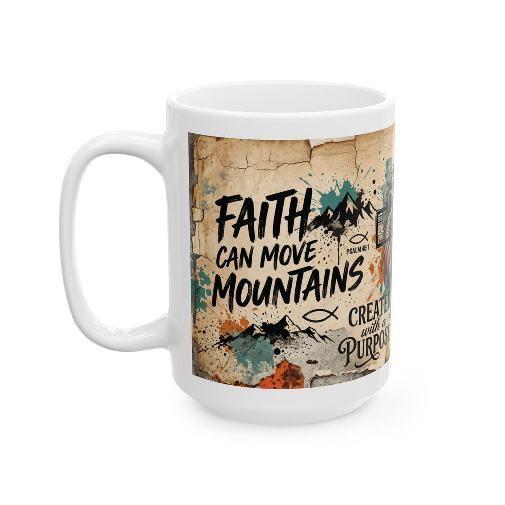 Lion and Cross Faith Illustration Mug | Created with Purpose Christian Scripture