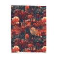 Autumn Forest Moon Velveteen Plush Blanket | Fall Trees Pattern