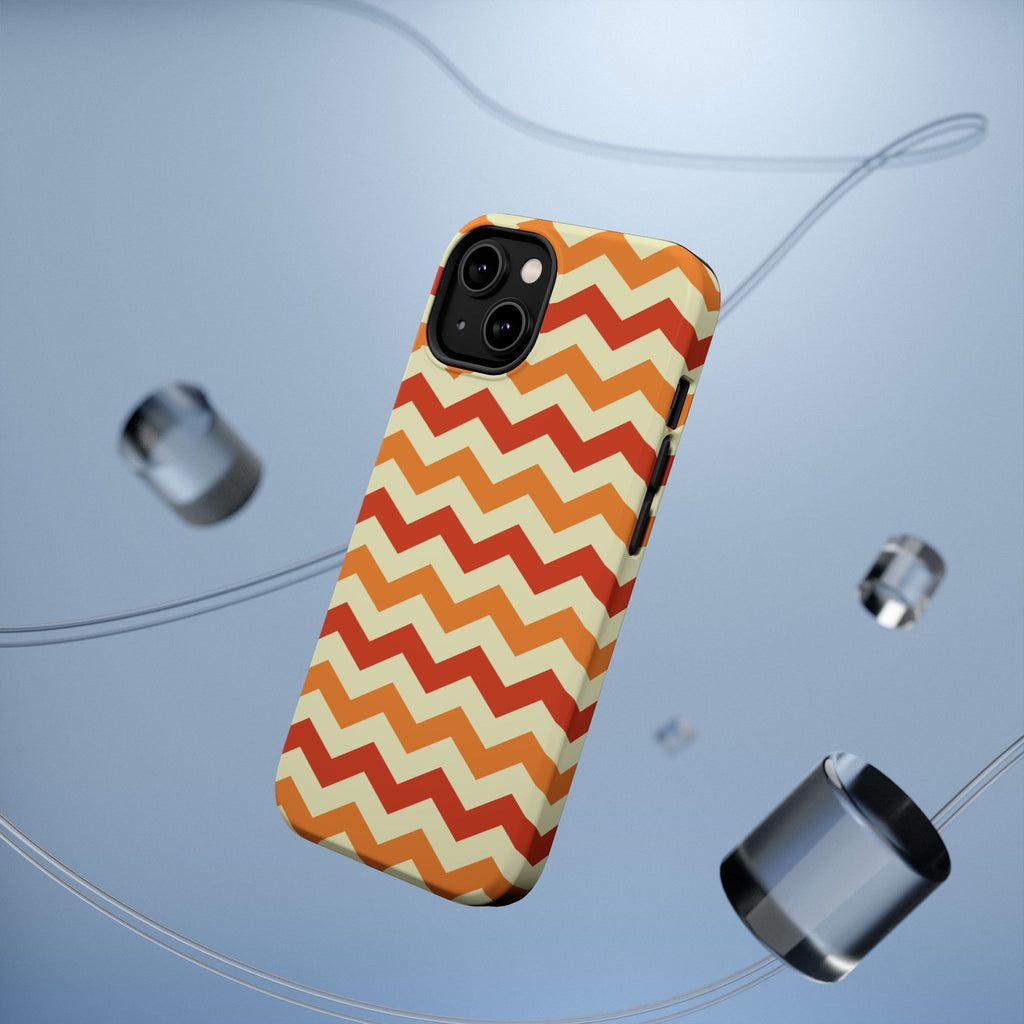 Retro Orange Chevron Phone Case | Magnetic Impact-Resistant Case